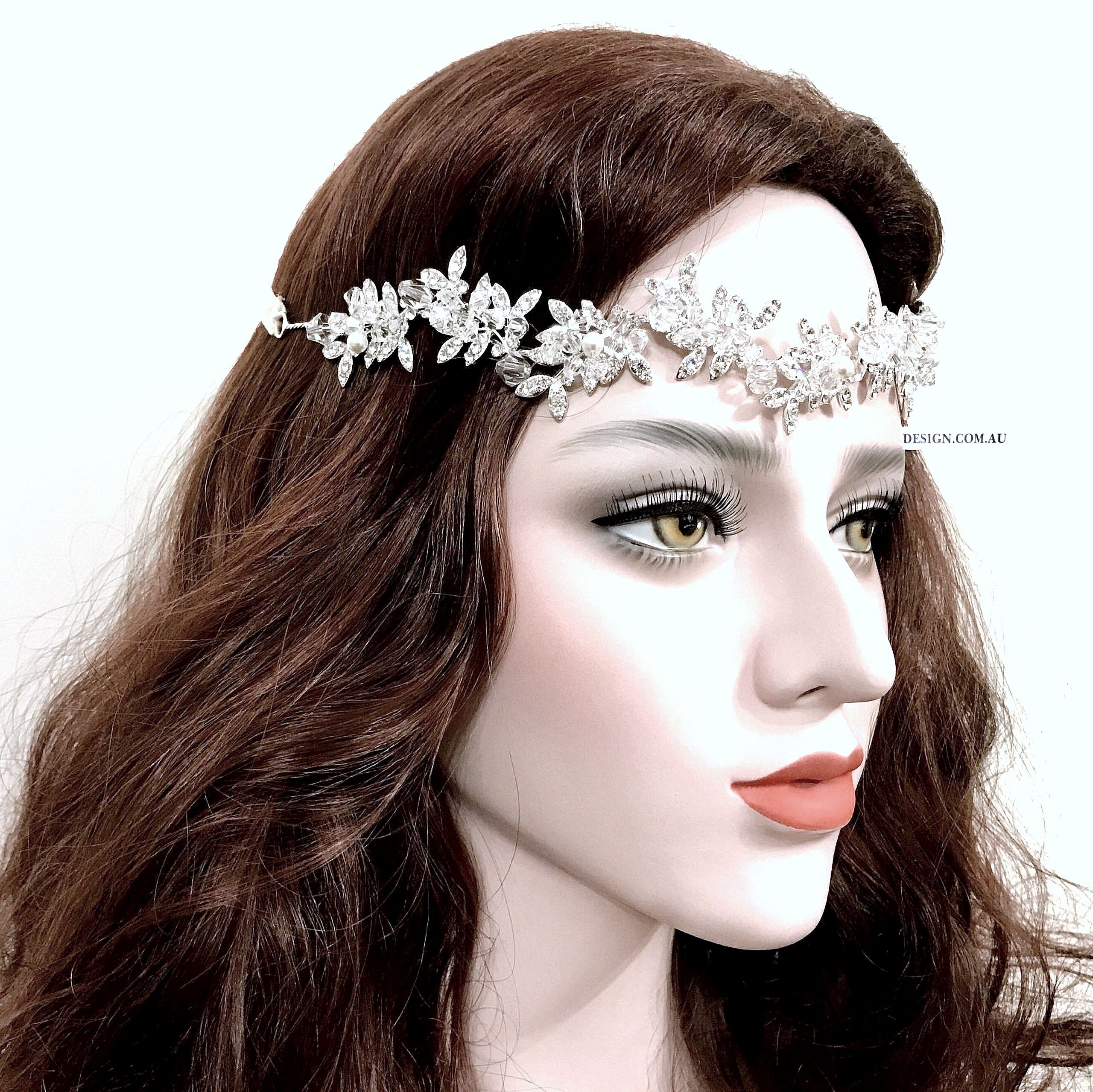 Silver Bridal Hair Vines Leaves Wedding Wreath Pearl Wedding Etsy