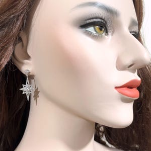 Celestial Starburst Bridal Jewelry Set, CZ Star Earrings and Necklace, Silver Rose or Gold, GALAXY Wedding Gifts image 3