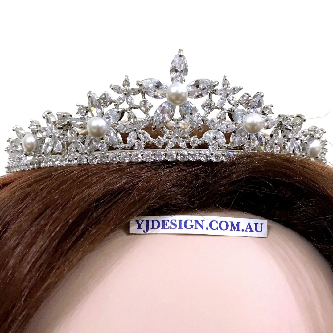 Cz Bridal Tiara Floral Vines Tiara Flower Crown Hair Etsy UK