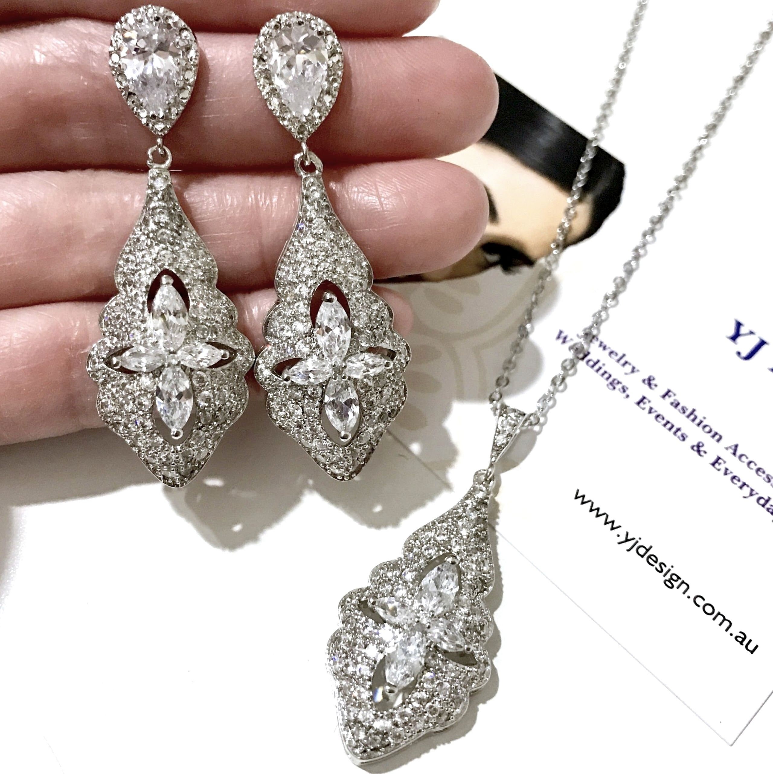Art Deco Bridal Jewelry Downton Abbey Earrings 1920s Gatsby