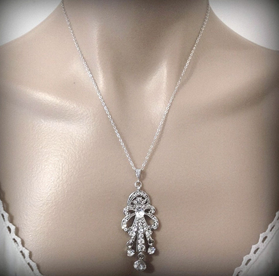 Chandelier Bridal Jewelry Set Art Deco Wedding Earrings Etsy