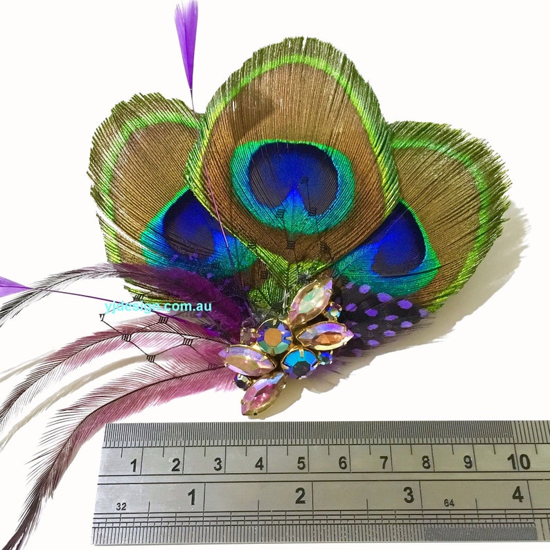 Something Blue Bridal Hair Clip Upcycled Vintage Hair Jewelry Purple Wedding Fascinator Boho Feather Hair Clip Peacock Bridal Headpiece