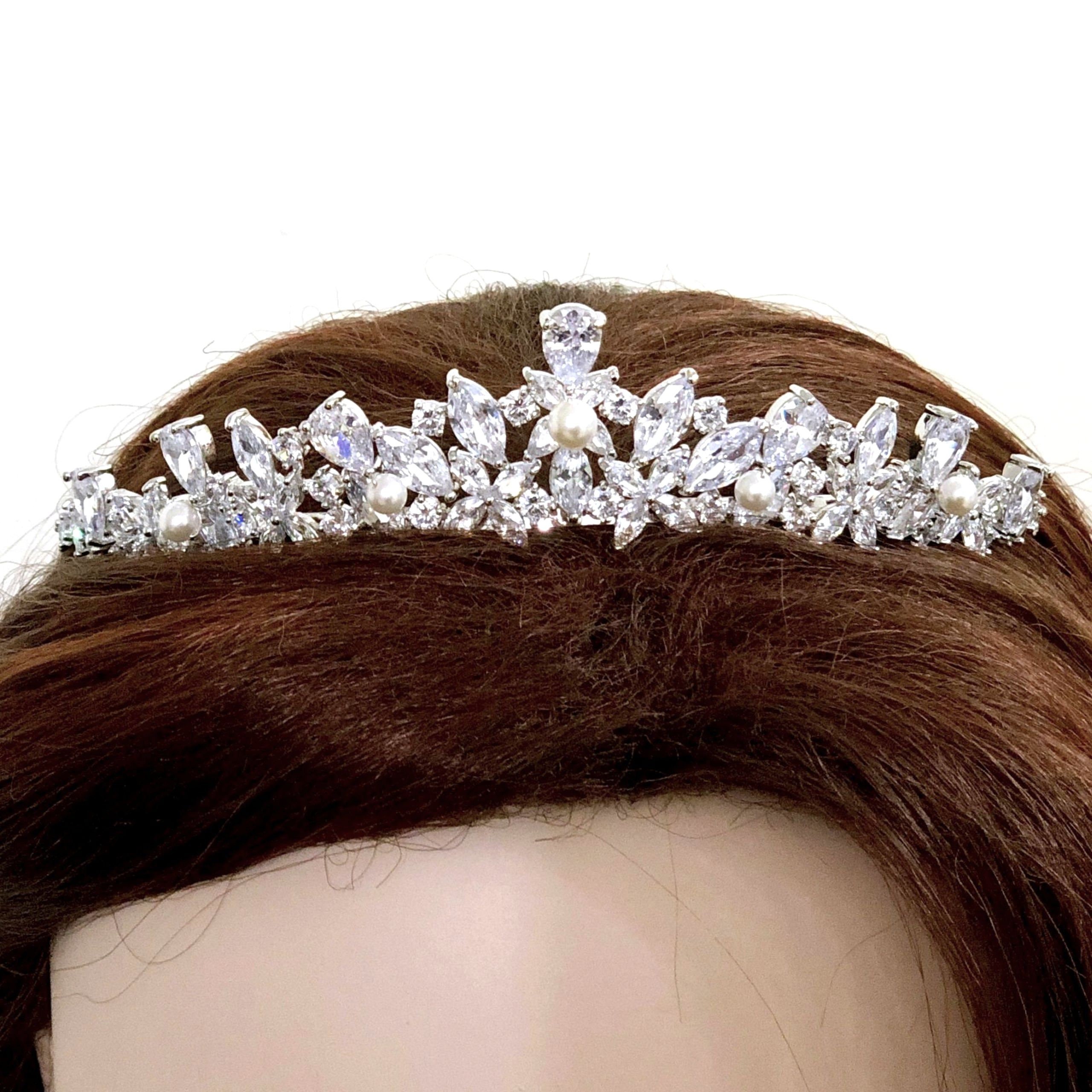 Cz Bridal Tiara Vines Bridal Crown Leaves Wedding Crown Etsy