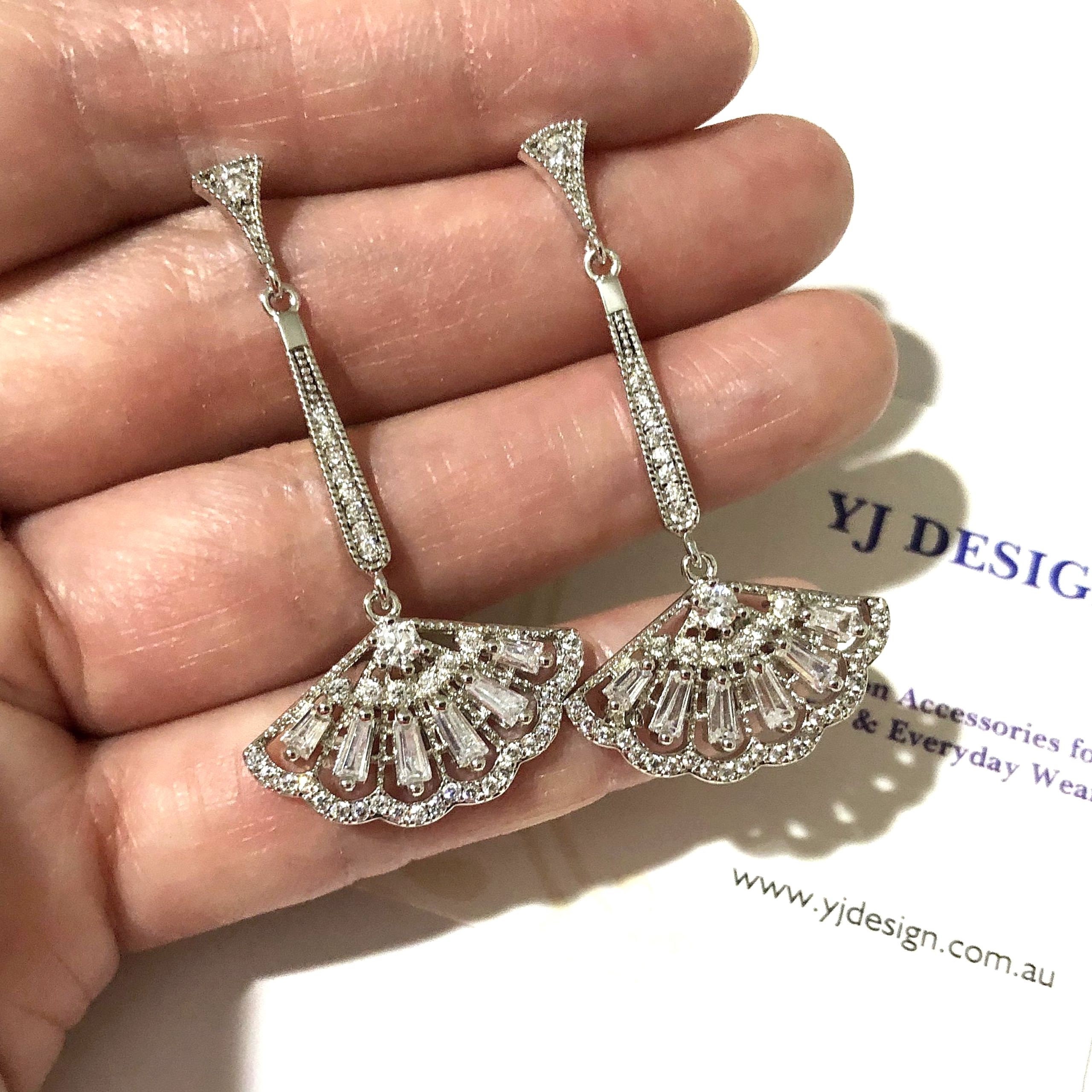 Pearl Drop Earrings, Art Deco Bridal Wedding Earrings Bridesmaid, Mother Of  Fan, Modern Pearl, Mop Fan Earrings - Yahoo Shopping