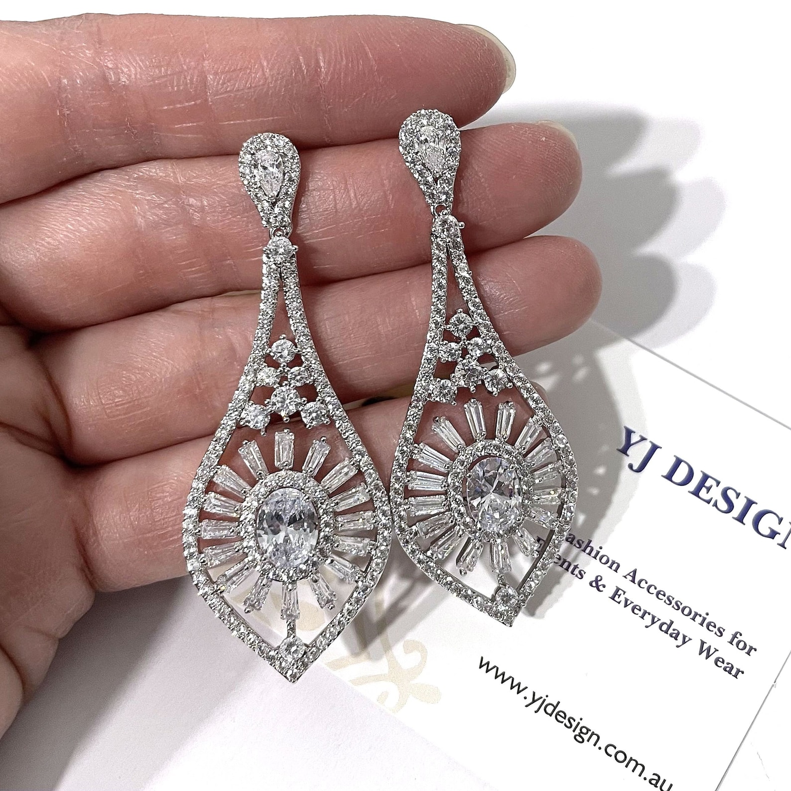 Art Deco Bridal Earrings Statement Wedding Earrings SUNSHINE Etsy