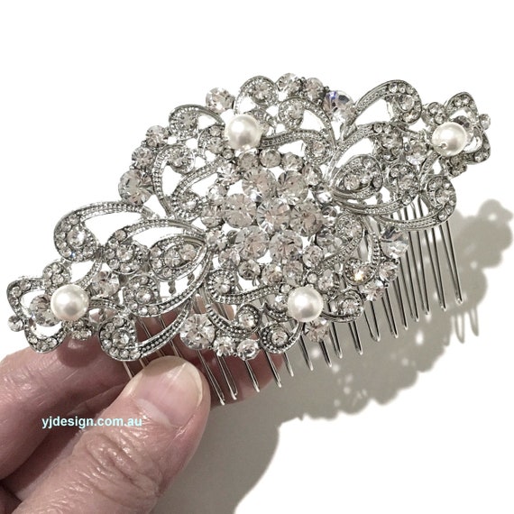 Art Deco Wedding Headpiece, Gatsby Bridal Hair Jewelry, Flapper Wedding Downton Abbey Hair Comb, Crystal Pearl Bridal Headpiece, RANIA