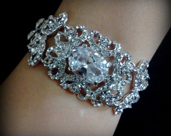 Swarovski Bridal Bracelet, Victorian Wedding Bracelet, Swarovski Crystal Bridal Bracelet, Wedding Jewelry, Statement Bracelet, VICTORIA