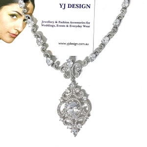 Victorian Wedding Necklace, Celebrity Glam Statement Jewelry, Cz Bridal Necklace, Old Hollywood Vintage Style Regency Jewelry, ARYANA image 2