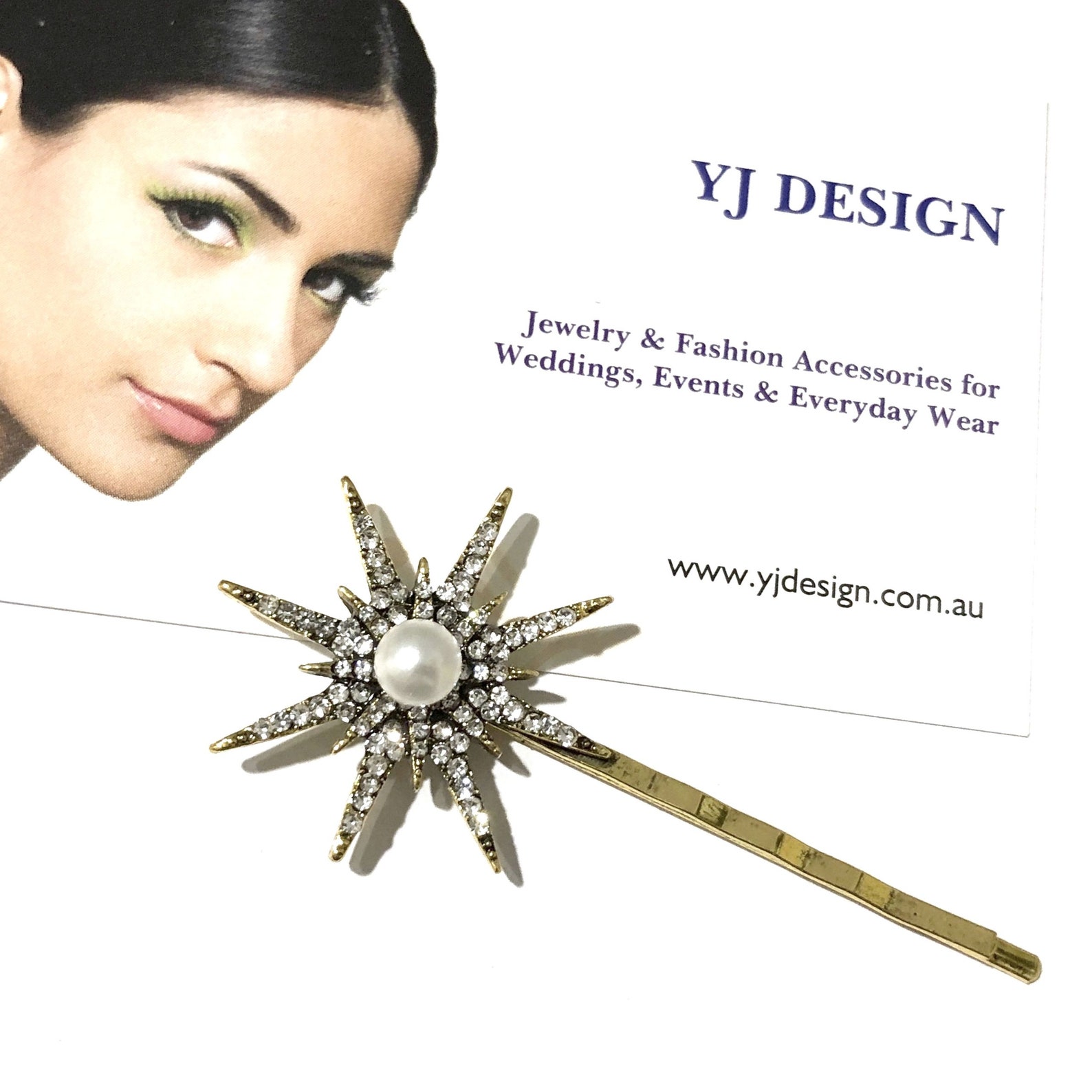 Crystal Star Bridal Hair Pin Starburst Wedding Gold Hair Pin Etsy