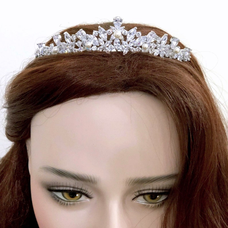 Cz Bridal Tiara Vines Bridal Crown Leaves Wedding Crown Etsy