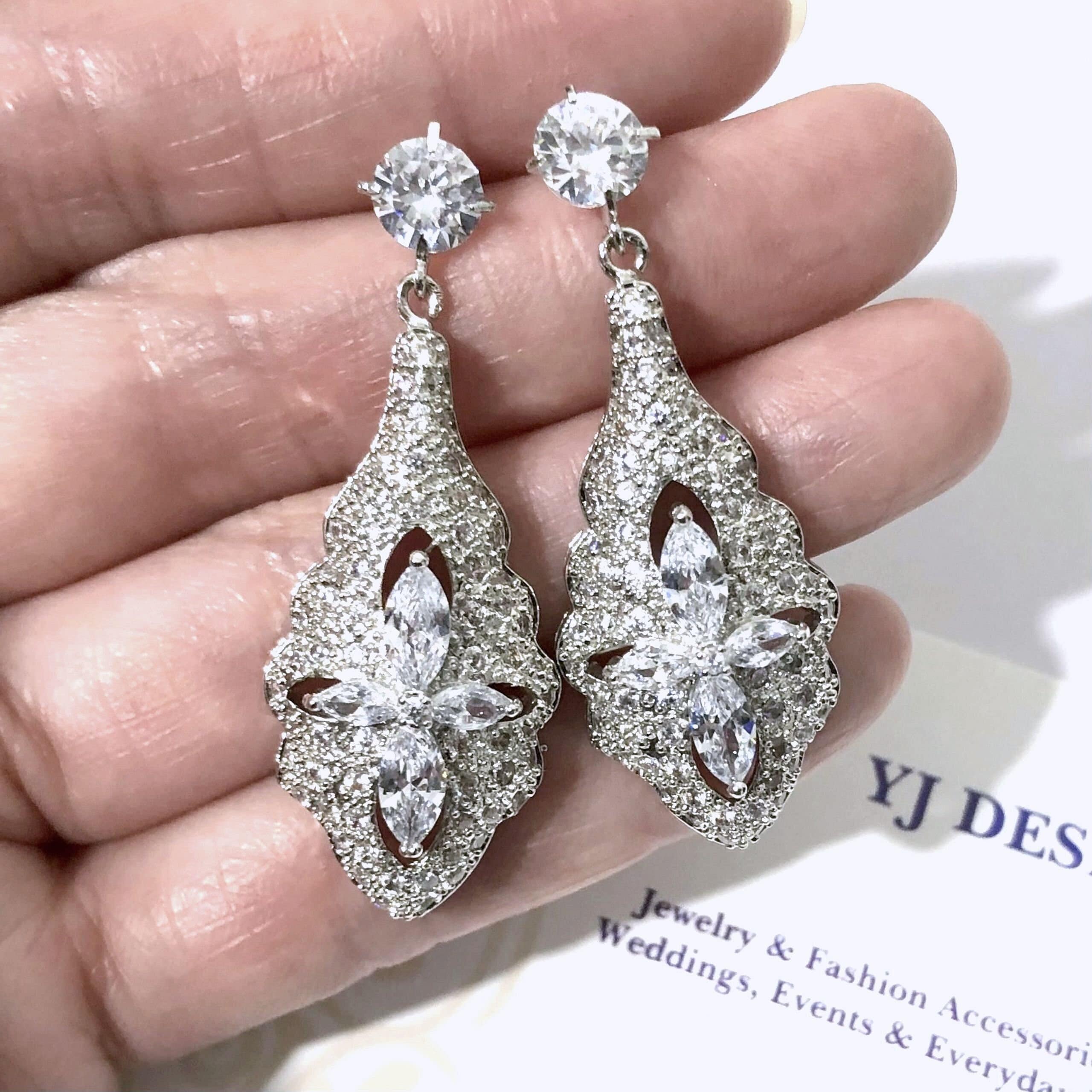 Buy Victorian Bridal Earrings Vintage Style Art Deco Wedding Online in  India  Etsy