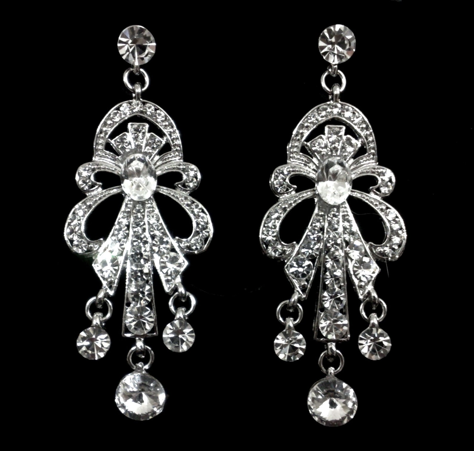 Chandelier Bridal Jewelry Set Art Deco Wedding Earrings Etsy