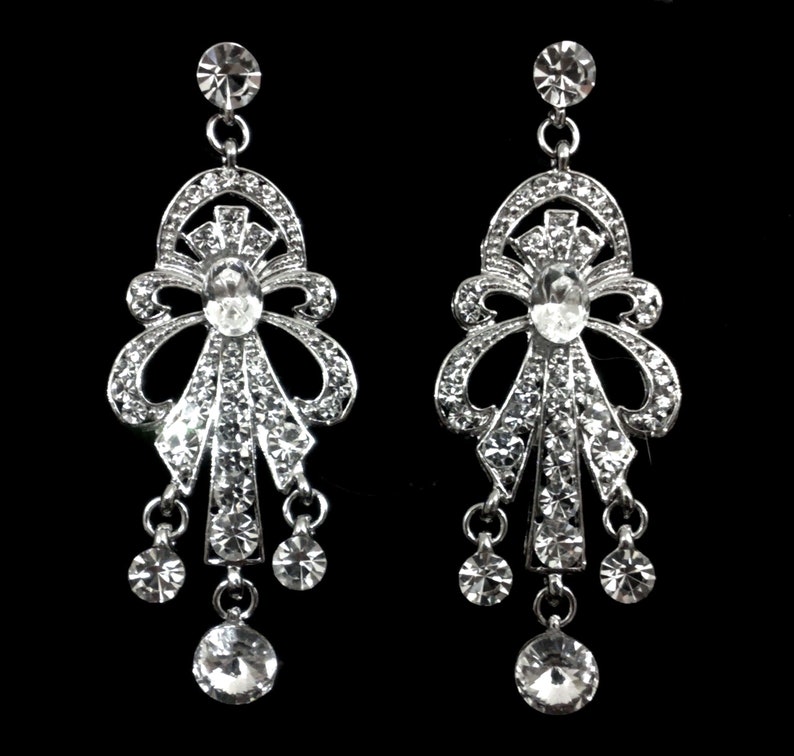 Chandelier Bridal Jewelry Set Art Deco Wedding Earrings Etsy