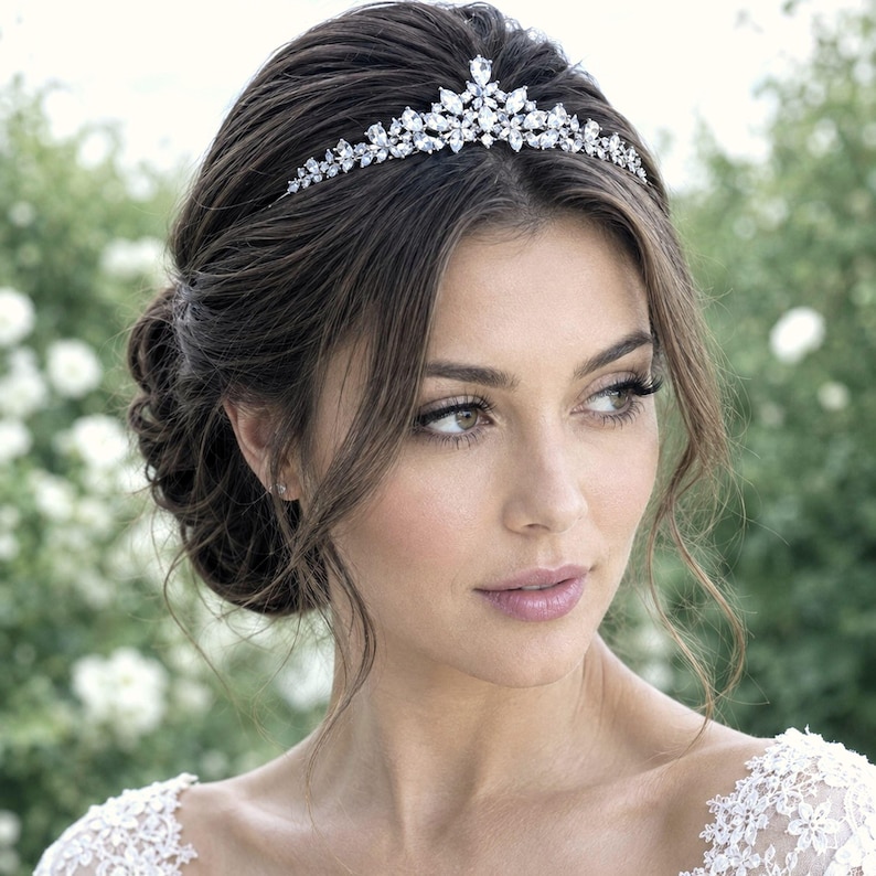 Royal Wedding Bridal Tiara, Vintage Style Regency Crown, Royalty Inspired Headpiece, Cubic Zirconia Glam Cz Hair Jewelry Accessory