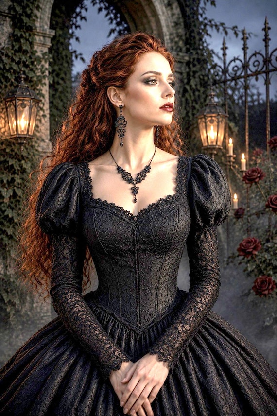 Gothic Black Crystal Bridal Jewelry, Victorian Wedding Necklace, Regency Chandelier Earrings, Whimsigoth Steampunk Statement Necklace OLIVIA
