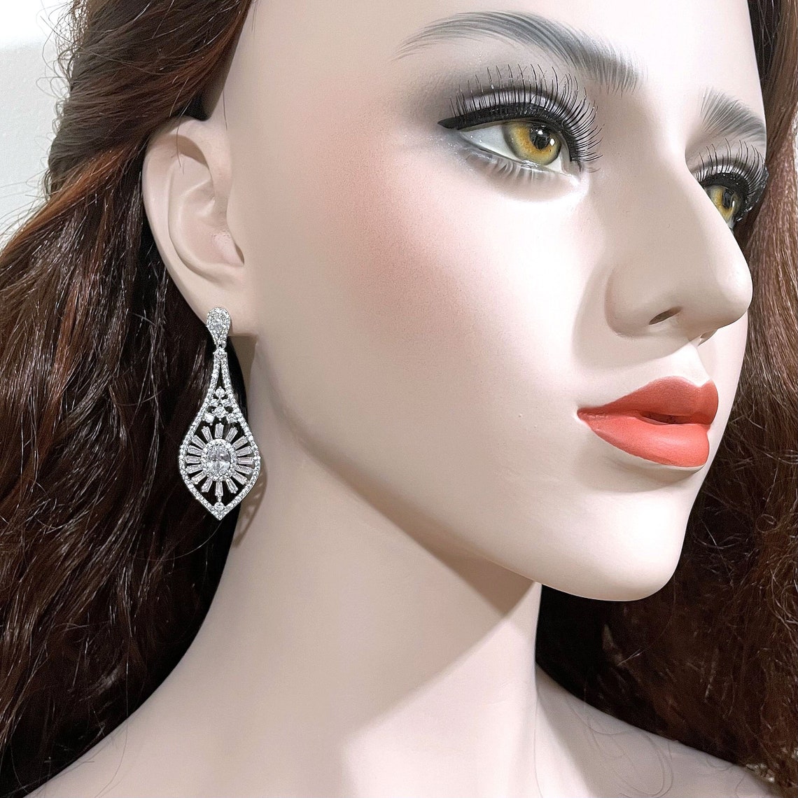 Art Deco Bridal Earrings Statement Wedding Earrings SUNSHINE Etsy