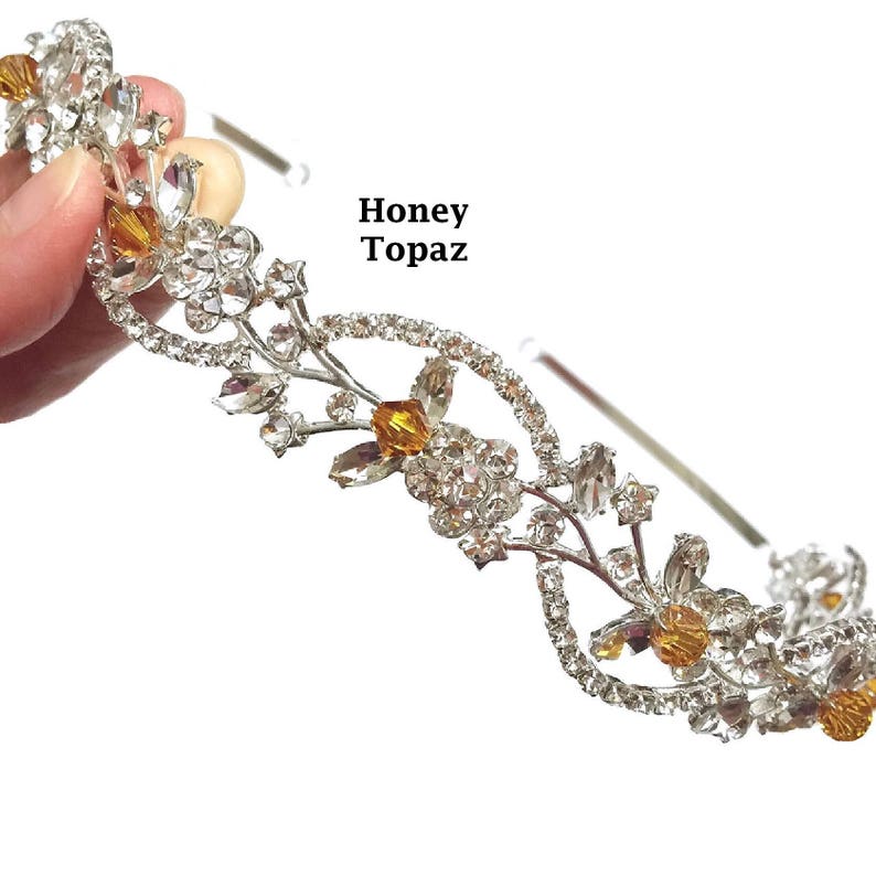 Something Blue Hair Tiara ADORNA Grecian Leaves Crown Bridal Halo Wedding Tiara Crystal Headpiece Vines Bridal Tiara Floral Crown