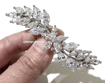 Vines Bridal Hair Clip, Cz Wedding Barrette, Cubic Zirconia Bridal Hair Jewelry, Leaves Bridal Headpiece, Wedding Hair Clip, DELILAH