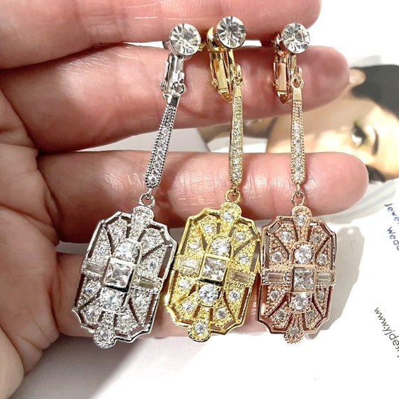 14K Gold and Rose Cut Diamond Art Deco Drop Earrings, Antique Italian –  BelleEpoqueJewelers