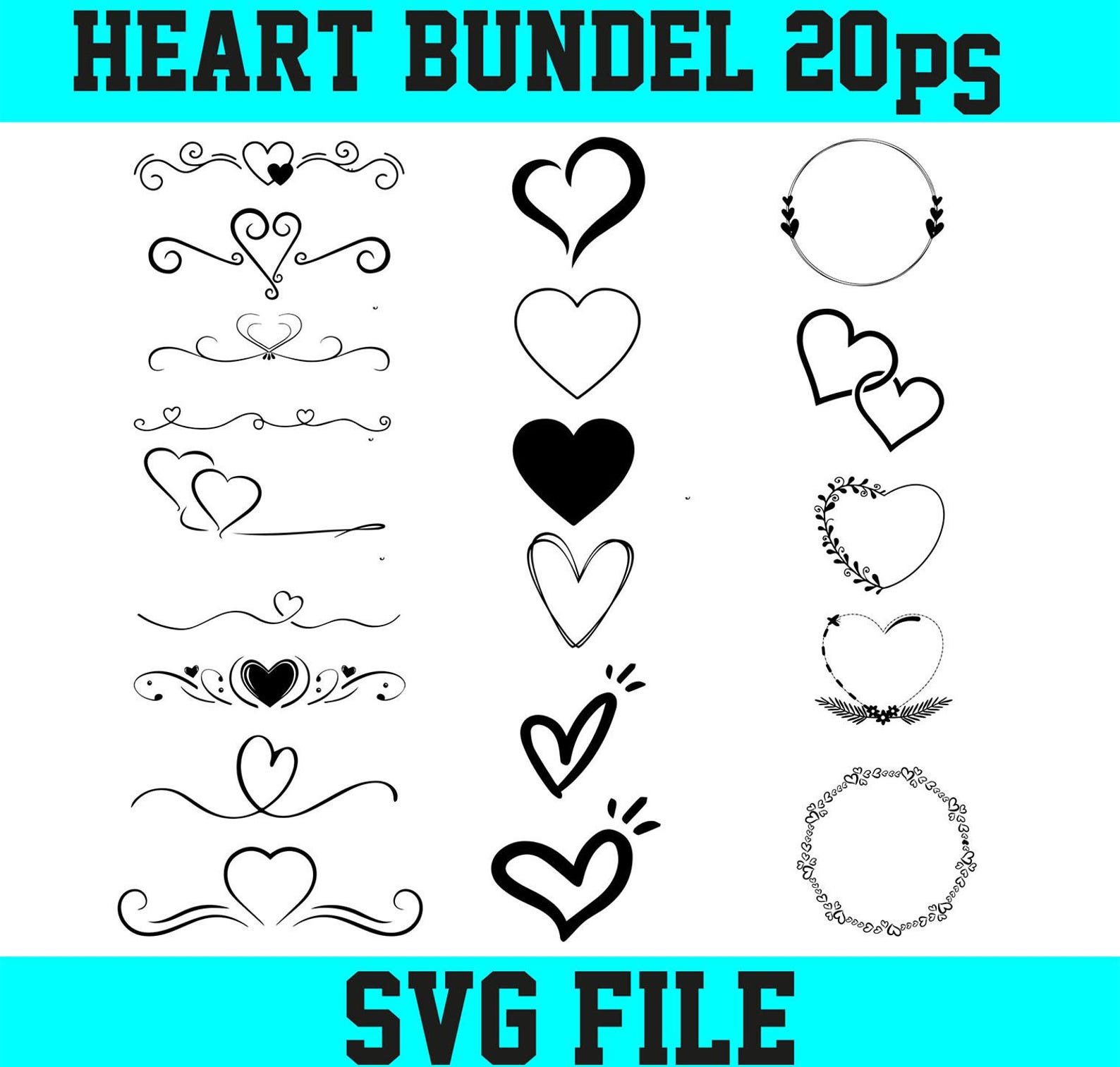 Heart Svg Bundle , HEART Doodle Svg,, Heart Clipart, Hand Drawn Heart ...