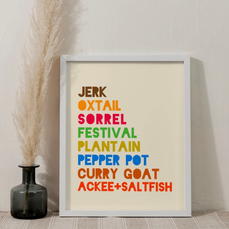 Jamaican Food Printable Wall Art Jamaica Kitchen Art Modern Caribbean ...