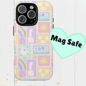 Peach Silly Goose Pastel iPhone Magsafe Case Cute Cottagecore Patchwork Stamp Phone Case