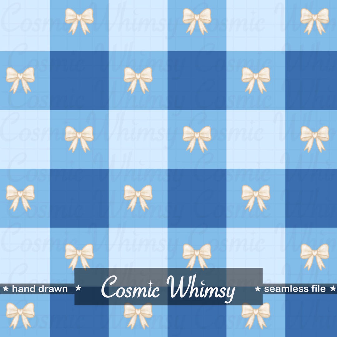 Checkared Pattern Bow Checkered Bow Seamless Pattern Pearly Coquette Cream Ribbon Hand Drawn ...