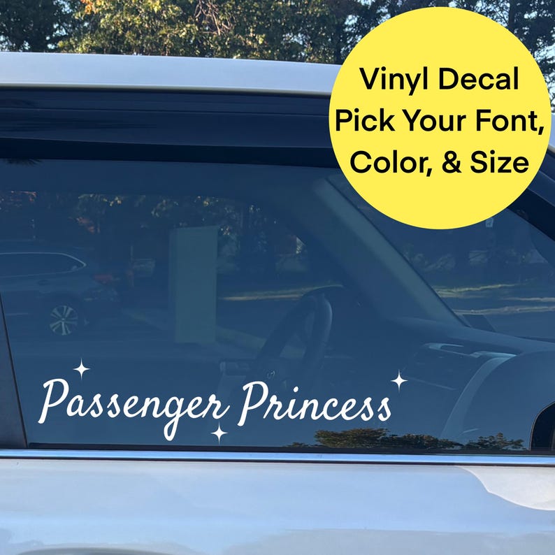 Passsenger Window Sticker Passenger Princess Vinyl Decal Quote Aesthetic Car Window Sticker Pastel Pink, Blue, or White - Etsy