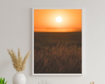 Lever de soleil sur le paysage du Kansas – Décoration d'intérieur de ferme de campagne