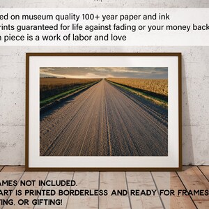Country Road Landscape Wall Art, Décoration de maison de ferme, Impression rustique, Impression de route, Grand art mural, Impression de coucher de soleil, Paysage du Nebraska, Chemin image 2