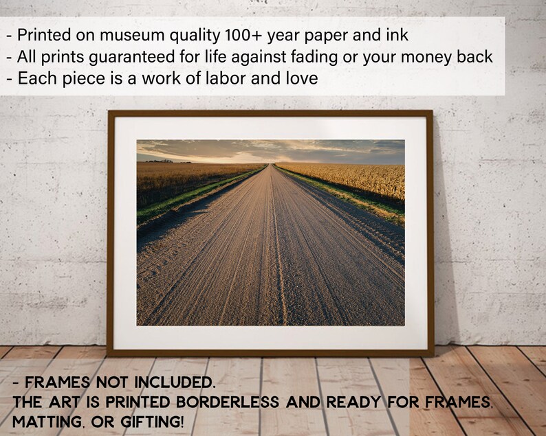 Country Road Landscape Wall Art, Décoration de maison de ferme, Impression rustique, Impression de route, Grand art mural, Impression de coucher de soleil, Paysage du Nebraska, Chemin image 2