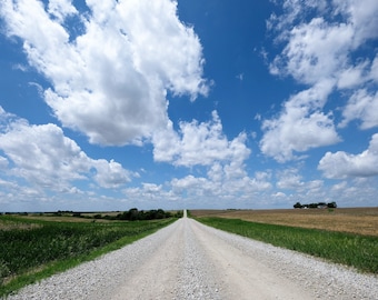 Country Road Art Print | Country Sky Photo | Road Photograph | Landscape | Country Road | Nebraska Road | Country Wall Art | Gravel Road