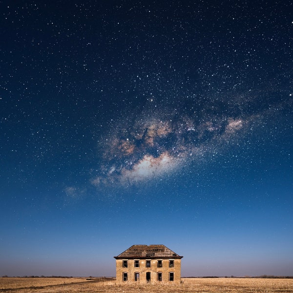 Nebraska Home Under the Stars - Country Landscape Photography - Milky Way
