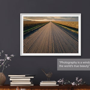 Country Road Landscape Wall Art, Décoration de maison de ferme, Impression rustique, Impression de route, Grand art mural, Impression de coucher de soleil, Paysage du Nebraska, Chemin image 3