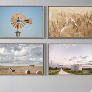 Neutral Farmhouse Wall Art Set - 4 Rustic Art Prints - Living Room, Bedroom Decor
