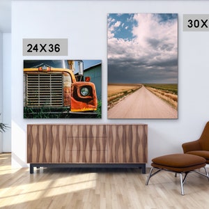 Country Road Landscape Wall Art, Décoration de maison de ferme, Impression rustique, Impression de route, Grand art mural, Impression de coucher de soleil, Paysage du Nebraska, Chemin image 5