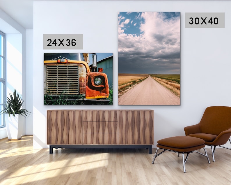 Country Road Landscape Wall Art, Décoration de maison de ferme, Impression rustique, Impression de route, Grand art mural, Impression de coucher de soleil, Paysage du Nebraska, Chemin image 5