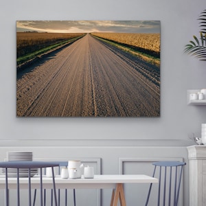 Country Road Landscape Wall Art, Décoration de maison de ferme, Impression rustique, Impression de route, Grand art mural, Impression de coucher de soleil, Paysage du Nebraska, Chemin image 6