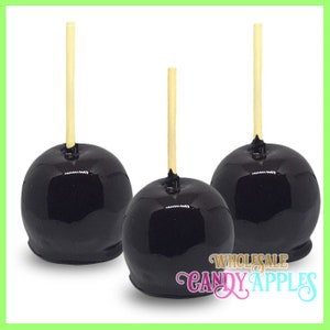 Black Plain Candy Apples- 12 per Set/ 1 Dozen