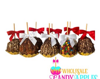 Holiday 6 Pack- Large Gourmet Caramel Apples Gift Set