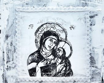 Blessed Mother and Jesus - original artwork