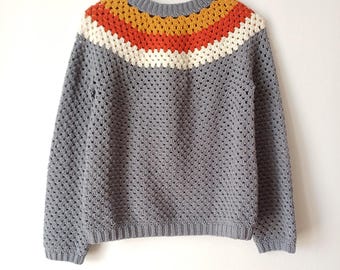 CROCHET Sweater Pattern for Women, Fall Crochet Pullover Pattern, Round Yoke Jumper Pattern, Easy Pullover Pattern, Seamless Jumper, No sew