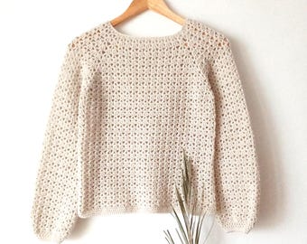 Patrón de suéter de crochet - SIN COSTURA, Patrón de jersey de crochet fácil y rápido, Patrón de crochet ajustable rápidamente a cualquier tamaño, Jersey para mujer