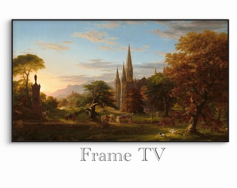 The Return | Digital Art Download for Frame TV | Gothic Cathedral Sunset Landscape