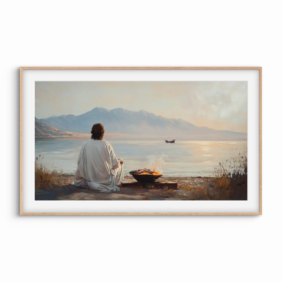 Jesus and Fishermen Art Print: John 21 Christian Decor (digital ...