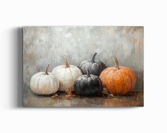 Vintage Pumpkin Still Life Painting | Rustic Autumn Wall Art (Digital Download)