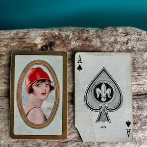 5 cartas de baralho Art Déco da década de 1920, itens de scrapbooking, criação de cartões, diário de lixo