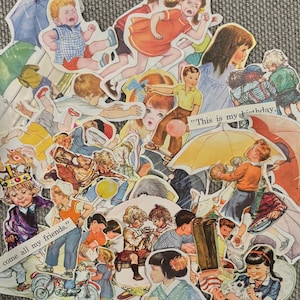 Pack de découpes éphémères vintage pour enfants, 20 découpes par paquet, éphémères de scrapbooking, fabrication de cartes, journal indésirable