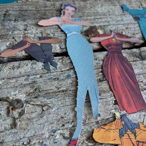 Muñeca de papel vintage con trajes con pestañas, mujer, década de 1930/1940, ideal para hacer álbumes de recortes o tarjetas