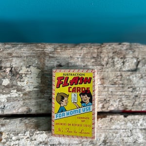 1960s kids flashcards, subtraction maths cards, vintage school cards, great ephemera or scrapbooking